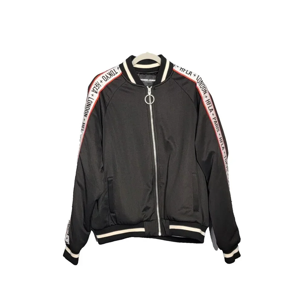 Homme + Femme LA Unisex 2XL Jacket Black Track Bomber Men Street Wear Unisex